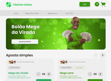 Print do site Fézinha Online, plataforma de bolões e apostas