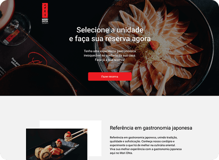 Print do site do restaurante japonês Mori Otta