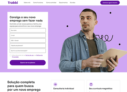 Print do site da Trabbi, plataforma de recrutamento