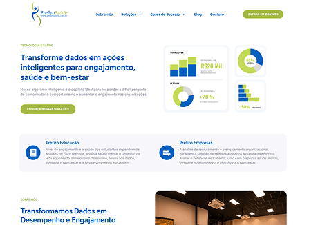 Print do site da Prefiro Saúde, tecnologia e dados em saúde